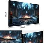 MTG Playmat Size 24x14in Free Storage Bags Non-Slip Backing Printing, Ideal for Card Game Enthusiasts TCG Playmat (No with Zone,Pitch Black Church)