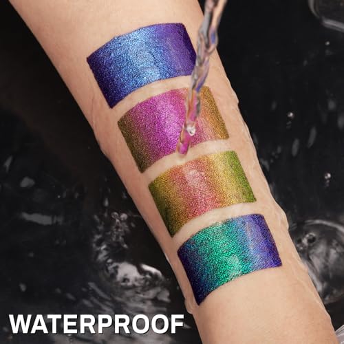 UCANBE 4PCS Chameleon Liquid Eyeliner, Multichrome Metallic Color Shift Eye Liner, Waterproof Glitter Eyeliner with Soft Fine Tip for Long-lasting Multi-Dimensional Eye Looks