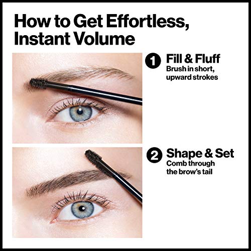 Revlon ColorStay Brow Fiber Filler, Longwearing & Volumizing Waterproof Eyebrow Gel, 302 Warm Brown, 0.23 fl. oz.