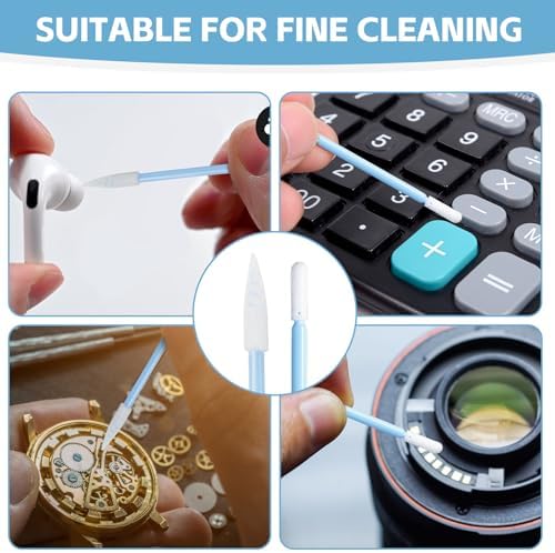 Multi-Purpose Foam Tip Cleaning Swabs - Square Round Cleaning Swabs (5 Types), Detailing Lab Swab Stick for Inkjet Printer, Camera, Optics Lens, Arts and Crafts, Automotive Detailing (250PCS)