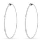 Clip On Spring Hoop Earrings for Non-Pierced Ears (60mm, Bright Silver-Tone)