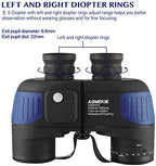 AOMEKIE 7X50 Marine Waterproof Binoculars for Adults with Illuminated Rangefinder Compass BAK4 IPX7 for Boating Military Navigation Hunting Fishing Water Sports