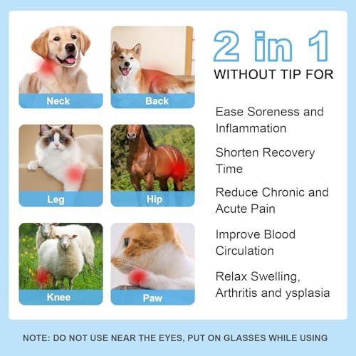 Vet Near Red Light Therapy Device for Dogs Pain Relief, 4400mAh Cat Cold Sore Blue Light Treatment Machine Pet Lip Nasal Ear Mouth Oral Canker Sore Leg Knee Back Joint Muscle Relax at Home