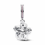 PANDORA Moments Cherry Blossom Dangle Charm - Sterling Silver Charm with Cubic Zirconia & Enamel - Jewelry for Women - Includes Gift Box