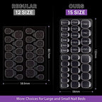 Nail Adhesive Tabs for Press On Nails - BTArtbox 10 Sheets 15 Sizes Ultra Thin & Waterproof Nail Stickers for Fake Nails, 300PCS Double Sided Jelly Nail Sticky Tabs for Manicure
