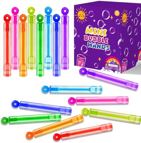 Bulk Neon Mini Bubbles Party Favors for Kids 100 Pack, Small Halloween Trick or Treat Goodie Bag Stuffers Fillers Toys Gifts Bulk for Toddlers, Classroom Carnival Prizes Games for Birthday Parade