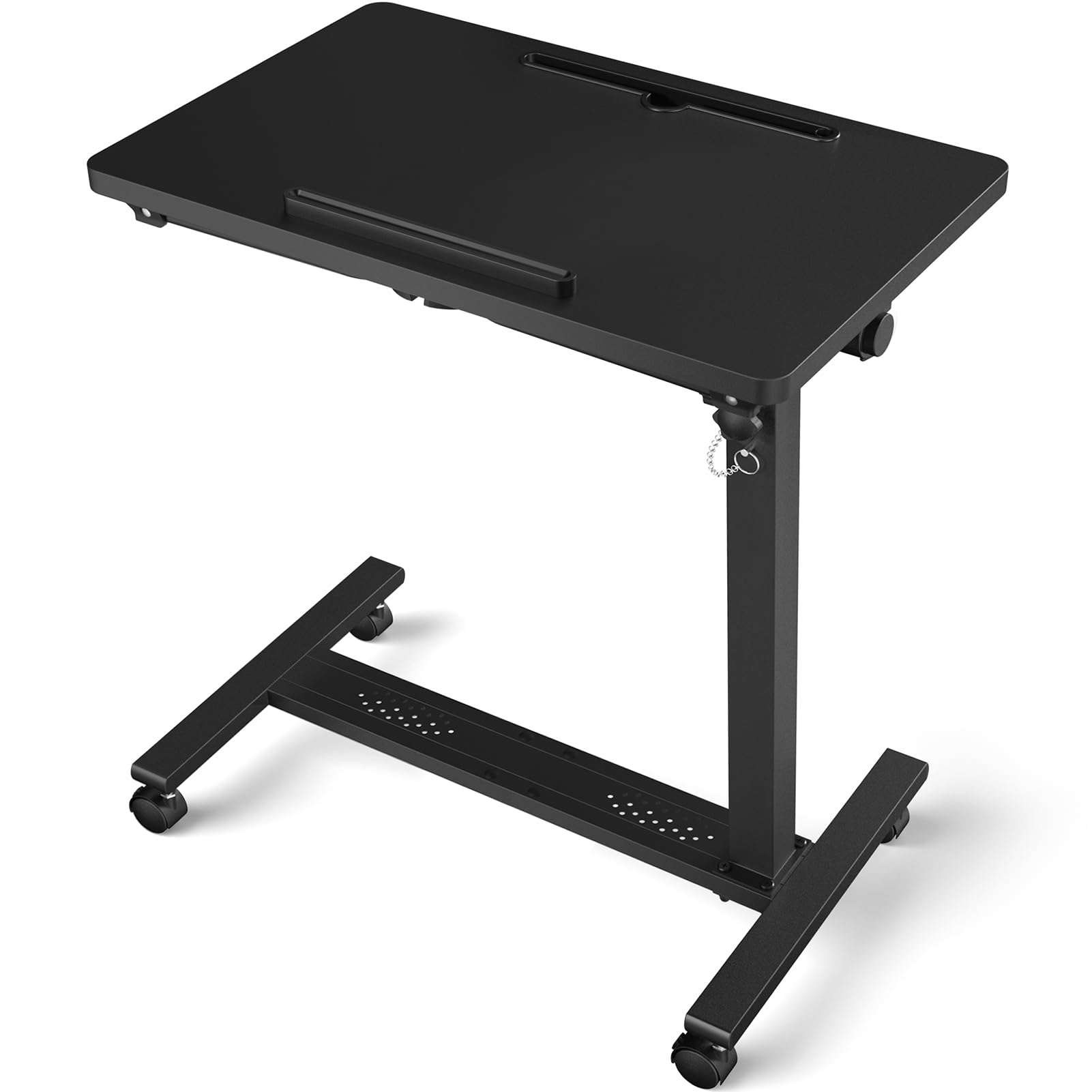 Eocnrhe Adjustable Overbed Bedside Table, Hospital Bed Table with Wheels, Portable Rolling Desk, Mobile Small Standing Desk, Rolling Laptop Stand, Computer Cart
