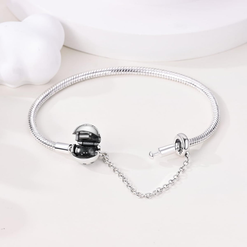 Parmuz 925 Sterling Silver Snake Charm Bracelet for Woman