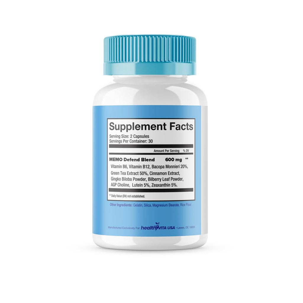 (3 Pack) Memo Defender Capsules, Official Memo Defender Support Supplement Pills, Memo Defender Advanced Formula Capsule, Memodefender All Natural Pills Health Reviews, 3 Month Supply (180 Capsules)