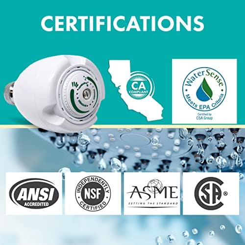 Niagara Conservation N2912 Earth Spa 3-Spray with 1.25 GPM 2.7-in. Wall Mount Adjustable Fixed Shower Head in White, 1-Pack | Bathroom Shower Head Sprayer with Pressure Compensation Technology