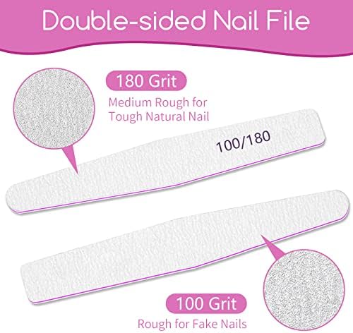 50Pcs Nail File Set, Emery Board Nail Files 100/180 Grit for Poly Nail Extension Gel and Acrylic Nails Nail File for Natural Nails Nail Filers Manicure Tool