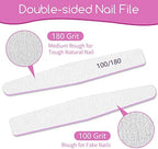50Pcs Nail File Set, Emery Board Nail Files 100/180 Grit for Poly Nail Extension Gel and Acrylic Nails Nail File for Natural Nails Nail Filers Manicure Tool