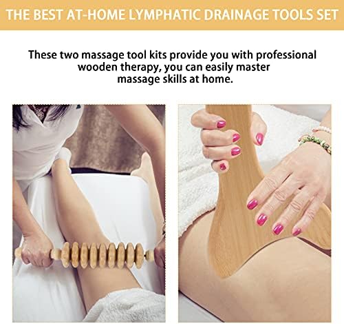 2 Pcs Wooden Gua Sha Tools Lymphatic Drainage Tool, Machomby Wood Therapy Massage Tools Manual Gua Sha Tools Anti Cellulite Massage Tool for Gua Sha Massage, Maderotherapy, Body Sculpting