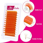 Volume Eyelash Extensions D Curl 0.07 15-20mm Mixed Tray Color Lashes Extensions Orange Lash Extensions Easy Fan 3D-10D Rapid Blooming Lashes Extensions Colored by FADVAN (0.07mm-D, 15-20mm)