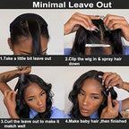Wavy V Part Wig Wear And Go Glueless U Part Wig Body Wave Natural Black Synthtic Hair Soft As Human Hair Half Wigs For Black Women (Off Black, 26 Inch)