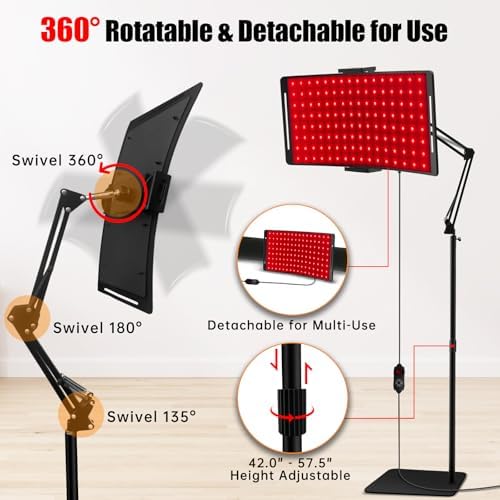 Red Light Therapy for Face and Body, 10-in-1 Multifunction Red Light Therapy Lamp with Stand, 660nm Red Light & 850nm Near Infrared Light Therapy Device with Red Light Therapy Belt and Stand