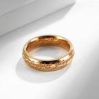 Elvish Ring Glow in the Dark, Elvish Rune Jewelry, Stainless Steel, Luminous Gold, Size 9