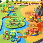 102PCS Dinosaur Toys Magnetic Tiles with 8 Dinosaurs for Kids 3-5 5-7, Jurassic Scenes Dinosaur World Set, Magnetic Blocks Kids Sensory Toys for Boys & Girls Ages 3+, Classroom Must Haves