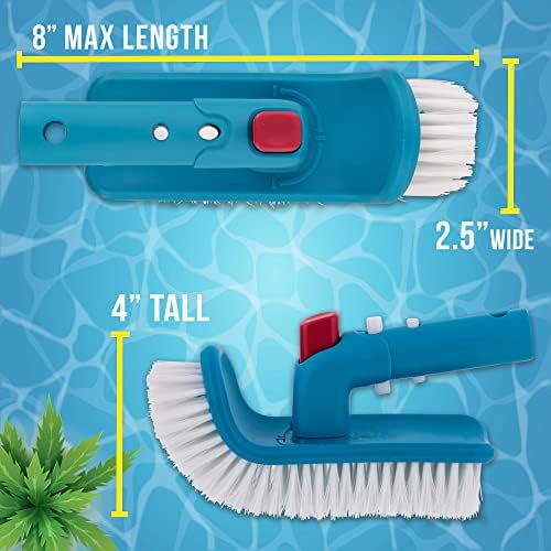 U.S. Pool Supply Pool Brush Head for Inground Pools, Hot Tub, Spa - Corner and Step Pool Scrubber Brush with 180° Handle Rotation, Scrub Bristles - Cleaning Debris - Above Ground Swimming, Bathroom