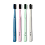 Boka Classic Manual Toothbrush with Extra Soft Activated-Charcoal, Tapered Bristles, Bioplastic Handle that Includes Travel Cap, Dentist-Approved, Great for Adults and Kids, Multi Color (Pack of 4)