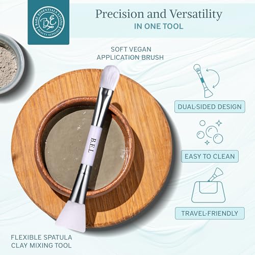 Bare Essentials Living Clay Face Mask Brush (3 Pack, White) Dual Soft Silicone Face Mask Applicator Brush Tool, Great Facial Essentials, Moisturizer Applicator & Skincare Brush for Facials