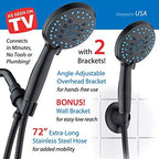 Hotel Spa AquaCare High Pressure 8-mode Handheld Shower Head - Anti-clog Nozzles, Built-in Power Wash to Clean Tub, Tile & Pets, Extra Long 6 ft. Stainless Steel Hose, Wall & Overhead Brackets
