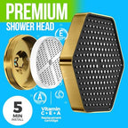 AquaHomeGroup Luxury Filtered Shower Head - High Pressure Rain Showerhead with Filter for Chlorine, Rust, Sediments - Water Filter Shower Head with Vitamin C E A - SPA Effect (Patent Pending) (Golden)