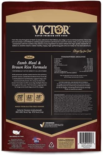 Victor Super Premium Dog Food – Lamb Meal & Brown Rice Formula - Dry Dog Food for All Normally Active Dogs of All Life Stages – Ideal for Dogs with Meat Protein Allergies, 5 lb