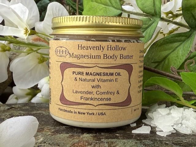 Magnesium Whipped Body Butter, Organic Magnesium Lotion Made in USA 4 oz Jar