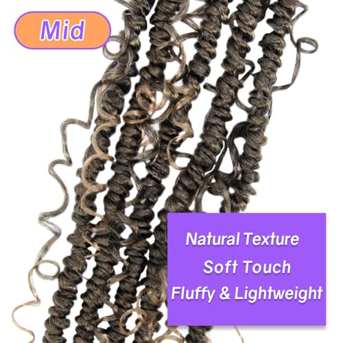 Boho Crochet Passion Twist Hair Pre looped, 10 Inch Goddess Passion Twist Crochet Hair with Curly Ends 8 Packs Ombre Honey Blonde Pre-twisted Bohemian Crochet Braids (8 PCS/88 STRANDS, T27)