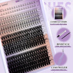 Lash Clusters Kit Fluffy Thick Volume Eyelash Clusters DIY False Eyelashes Wispy Individual Lashes D Curl Cluster Eyelash Extensions Comfortable Lash Extension by WENDY LASHES（40+50P-D-1218）
