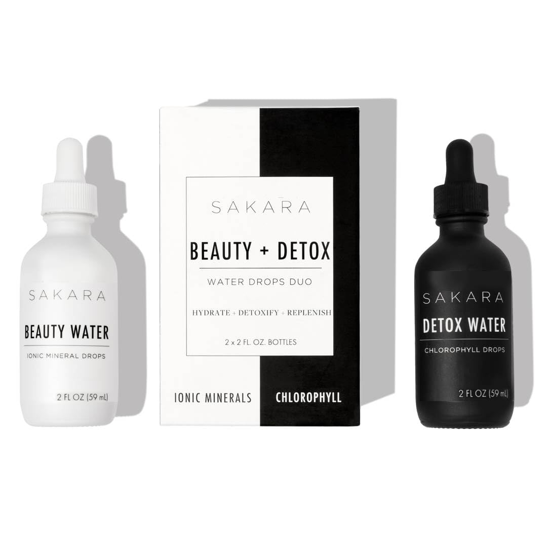 Sakara Beauty Water + Detox Water Drops, 60 Servings - Trace Mineral Drops & Chlorophyll Liquid Drops, Liquid Magnesium, Chloride, Sodium, Potassium, Boron Supplements, Liquid Chlorophyll Drops