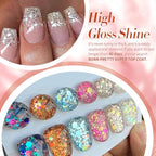 Born Pretty Glitter Sequins Gel Nail Polish, Sparkle Shiny Gel Polish, Pink Blue Gold Platinum Holiday Gift Gel Polish Design, Nail Art Starter Manicure Salon DIY at Home 7ML 6PCS