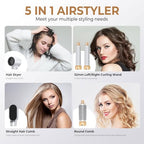 Blow Dryer Brush 5 in 1, Negative Ion Hair Dryer Brush Set Air Styler Curling Wrap Air Curler, Upgrade Hot Air Brush Curling Iron Hair Styling Tools As A Gift for Straight/Curling/Drying/Smoothing