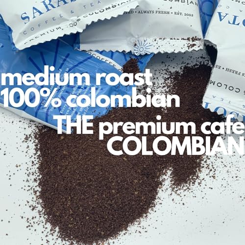 Sarasota Coffee Ground Packets | Gourmet Colombian Medium Roast Ground Coffee Packs | Columbian | Low Acid Mold Free Individual Single Pot Pouches for 12 Cup Coffee Maker | 2 Ounce Bags, 12 Count