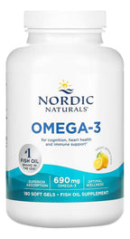 Nordic Naturals Omega-3, Lemon Flavor - 180 Soft Gels - 690 mg Omega-3 - Fish Oil - EPA & DHA - Immune Support, Brain & Heart Health, Optimal Wellness - Non-GMO - 90 Servings