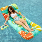 Jasonwell Inflatable Pool Float Adult - Pool Floaties Lounger Floats Floating Chair Raft with Adjustable Backrest Cup Holders Water Floaty Lake Lounge Tanning Floats Beach Party Toys for Adults Fruit
