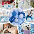 GOGOSO Ball Pit Balls for Toddler, Baby Plastic Playballs Kids Soft Pastel Pelotas Non-Toxic BPA-Free Pearl Blue+Light Blue+White 1000 Balls