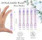 60 Count Wedding Mini Bubble for a Wedding Wands Bulk Heart Bubble Wand for Guests Send Off Party Supplies Valentine Anniversaries Celebration (Lavender)