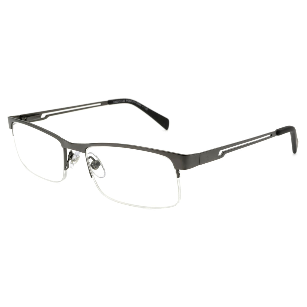 Foster Grant Men's Lamar Rectangular Reading Glasses, Gunmetal/Transparent, 59 mm