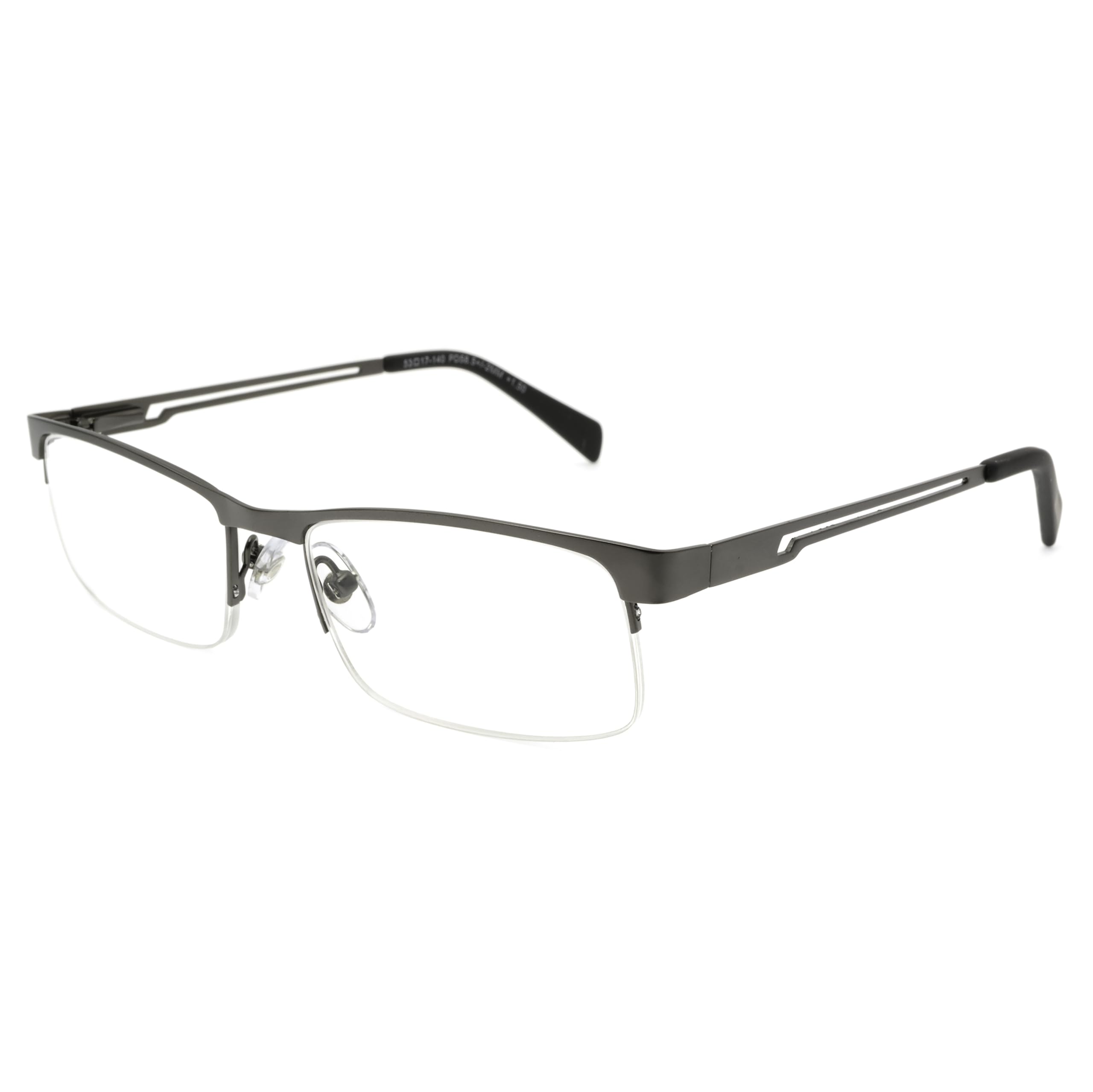 Foster Grant Men's Lamar Rectangular Reading Glasses, Gunmetal/Transparent, 59 mm