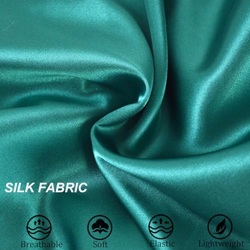 Silk Bonnet for Sleeping Satin Bonnets Double Layer Reversible Hair Cap Bonnet for Women Long Curly Braid Hair (Teal)