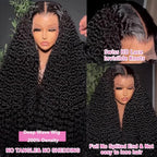 24 Inch 13x6 Deep Wave Lace Front Wigs Human Hair 200 Density 13x6 HD Lace Front Wigs Human Hair Pre Plucked Deep Curly Glueless Wig 100% Virgin Human Hair Lace Front Wigs for Women