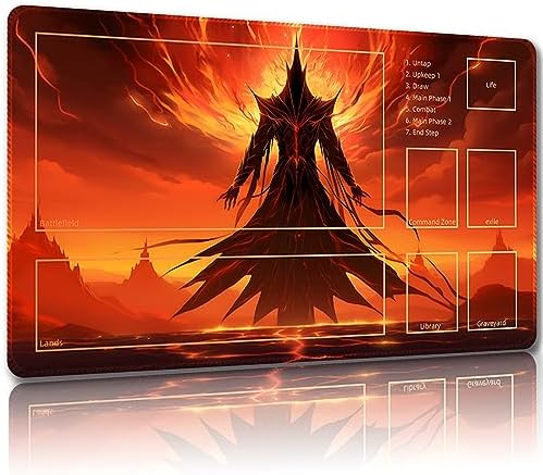 Playmat for MTG, with Free Storage Bags,Game Mat 24 x 14 inches, TCG and Board Game Mat for Cards,Mousepad Desk Mats (with Zones,Magic Mat 2)
