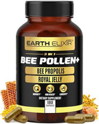 3-in-1 Bee Pollen Organic 840mg (180 Caps) W/ 840mg Bee Propolis Capsule & 840mg Royal Jelly Capsule - 3rd Party Tested - Bee Pollen Supplement - Organic Bee Pollen Capsule -No Fillers