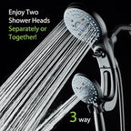 Hotel Spa AquaCare As-Seen-On-TV High Pressure Handheld/Rain 50-mode 3-way Shower Head Combo with Adjustable Arm - Anti-clog Nozzles, Tub & Pet Power Wash, 6 ft. Hose, Matte Black Finish