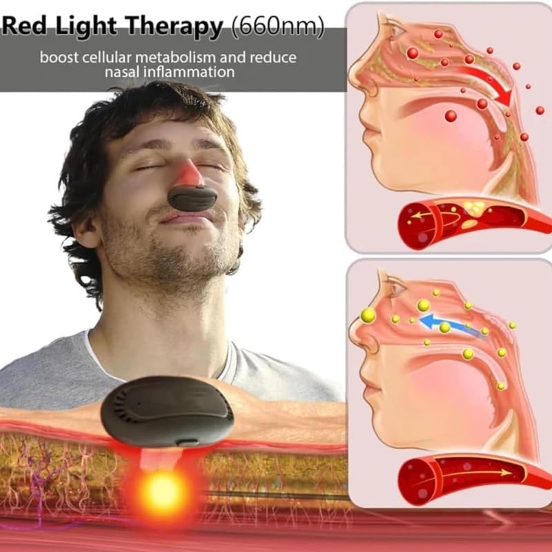 Red Light Nasal Therapy Instrument,2025 New Red Light Nasal Therapy Device, Nasal Relief in 15 Minutes, for Itchy, Stuffy and Sneezing Noses（Black）