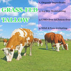 Grass-fed Tallow with Frankincense Oil & Castor Oil, 60g Organic Tallow Moisturizer for Skin, Tallow And Manuka Honey Cream for Face, Body