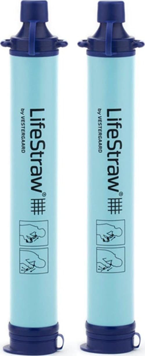 LifeStraw Personal Water Filter for Hiking, Travel and Emergency, Blue, 2PK