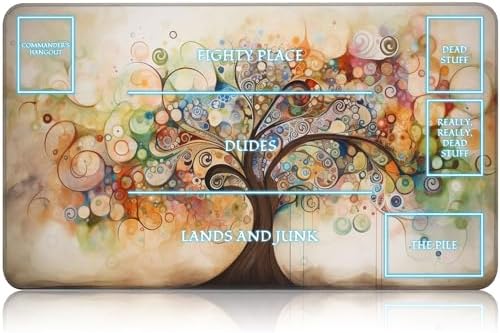 for MTG Game Playmat, for Magic TCG Rubber Play mat,Tabletop Card Playmats with Smooth Surface,Trading Card Inked Game Mat with White Zones,Battle Game,Art Tree